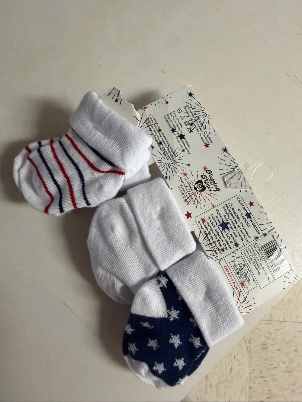 Stepping Stones Baby Ankle Socks - Red, White & Blue (3-Pack)